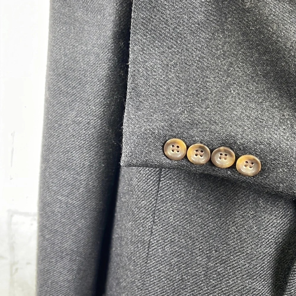 Oscar DeLa Renta Wool Blazer Single Breasted Marled Charcoal Grey Fully Lined